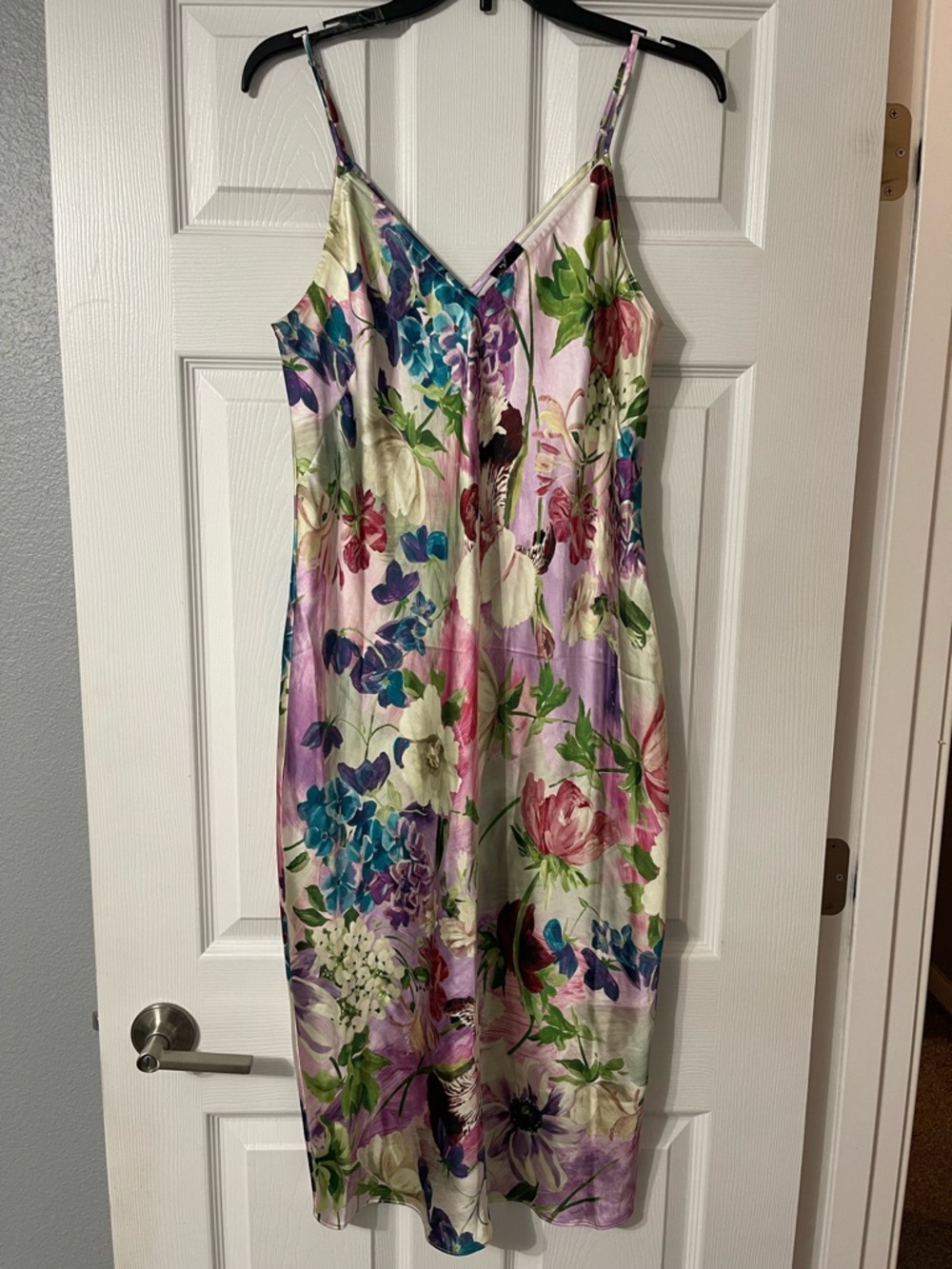 Express Floral Slip Midi Dress in Pink, Purple, Blue & Green